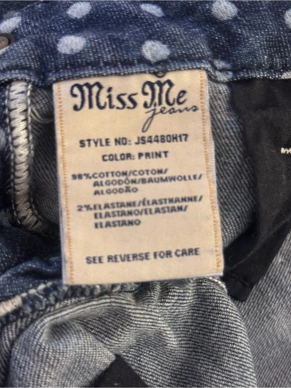 Miss Me Dark Blue Polka Dot Denim Shorts 26 - Picture 5 of 5